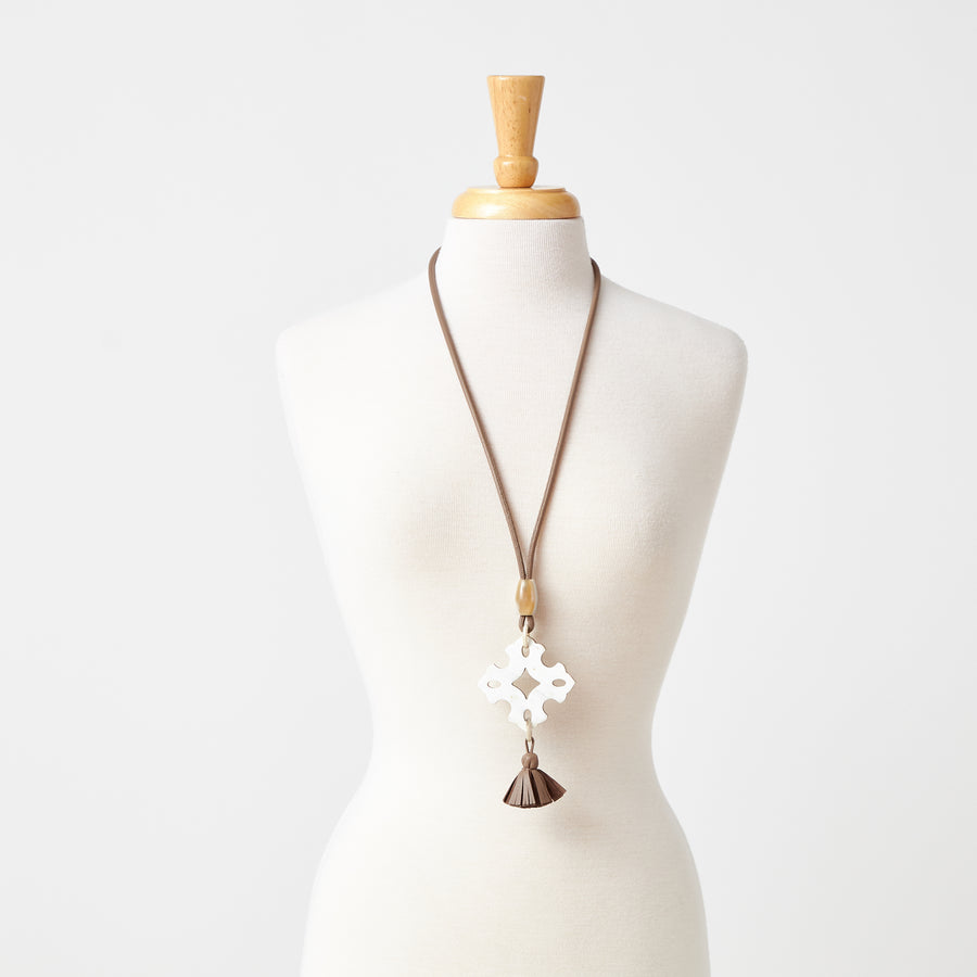 Ayalet Natural Horn Necklace with Long Tassel