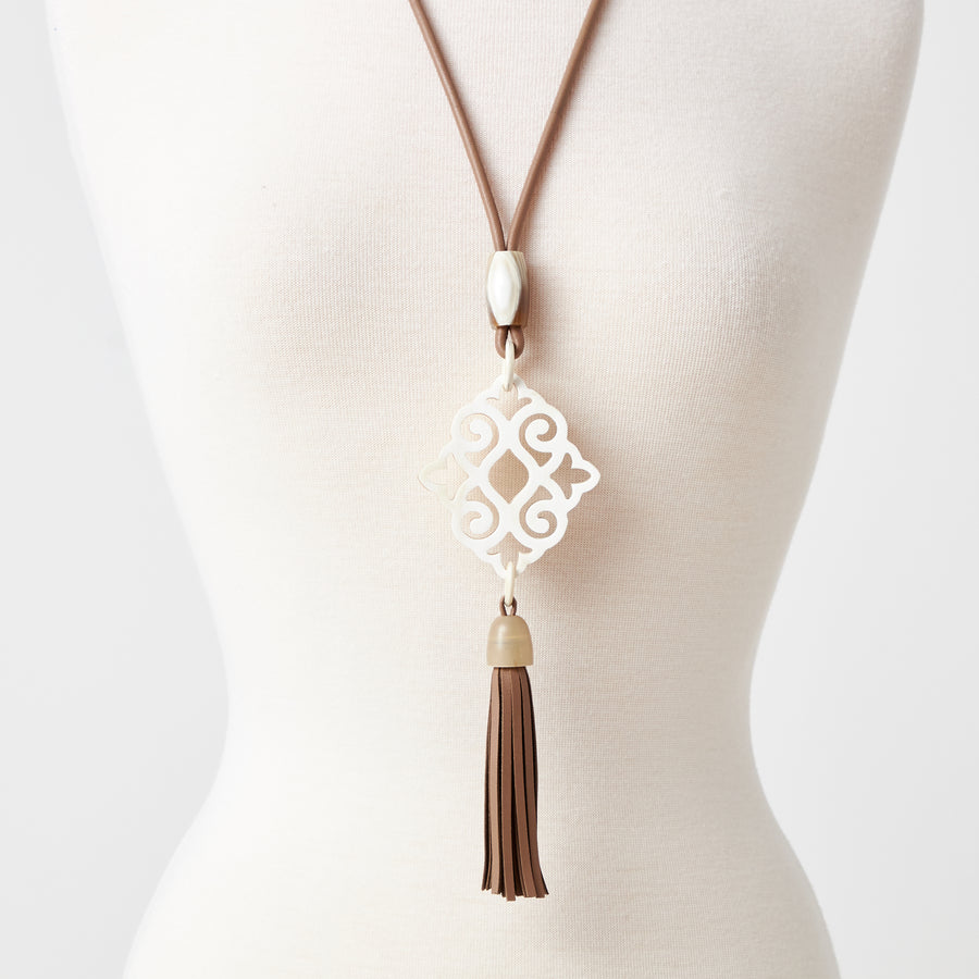 Aya Natural Horn Necklace with Tassel
