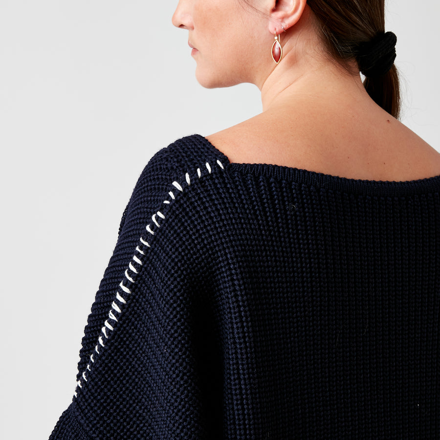 Karin Roche Sweater with Contrast Stitching