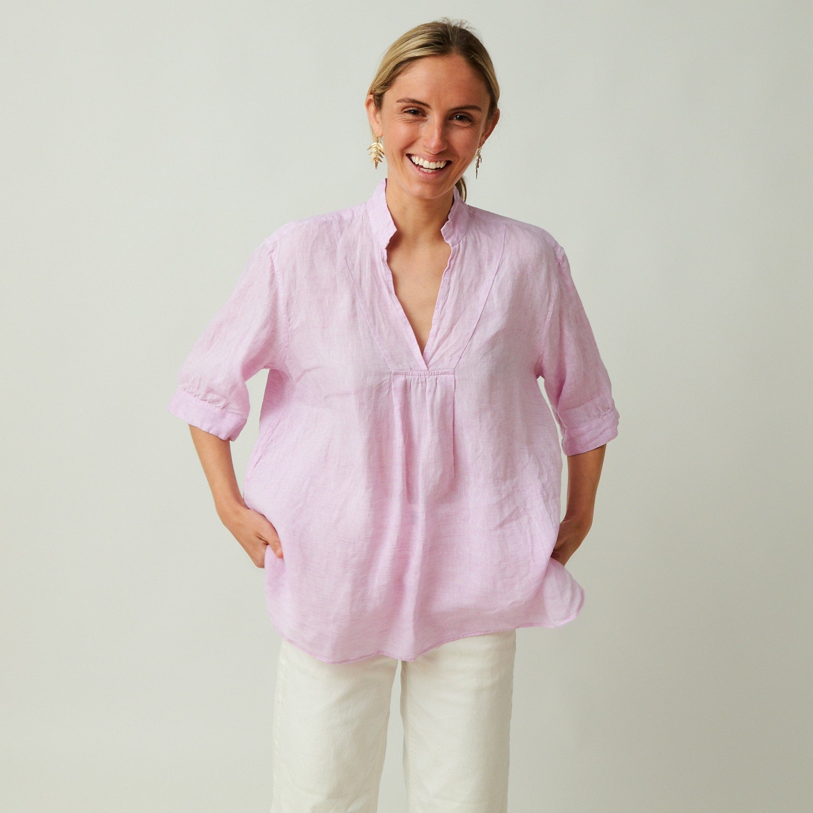 Linen Shirt Short Sleeve - Atlantic
