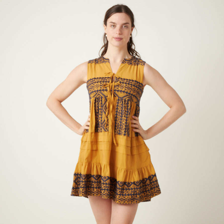 Greek Arrow Sleeveless Short Dress