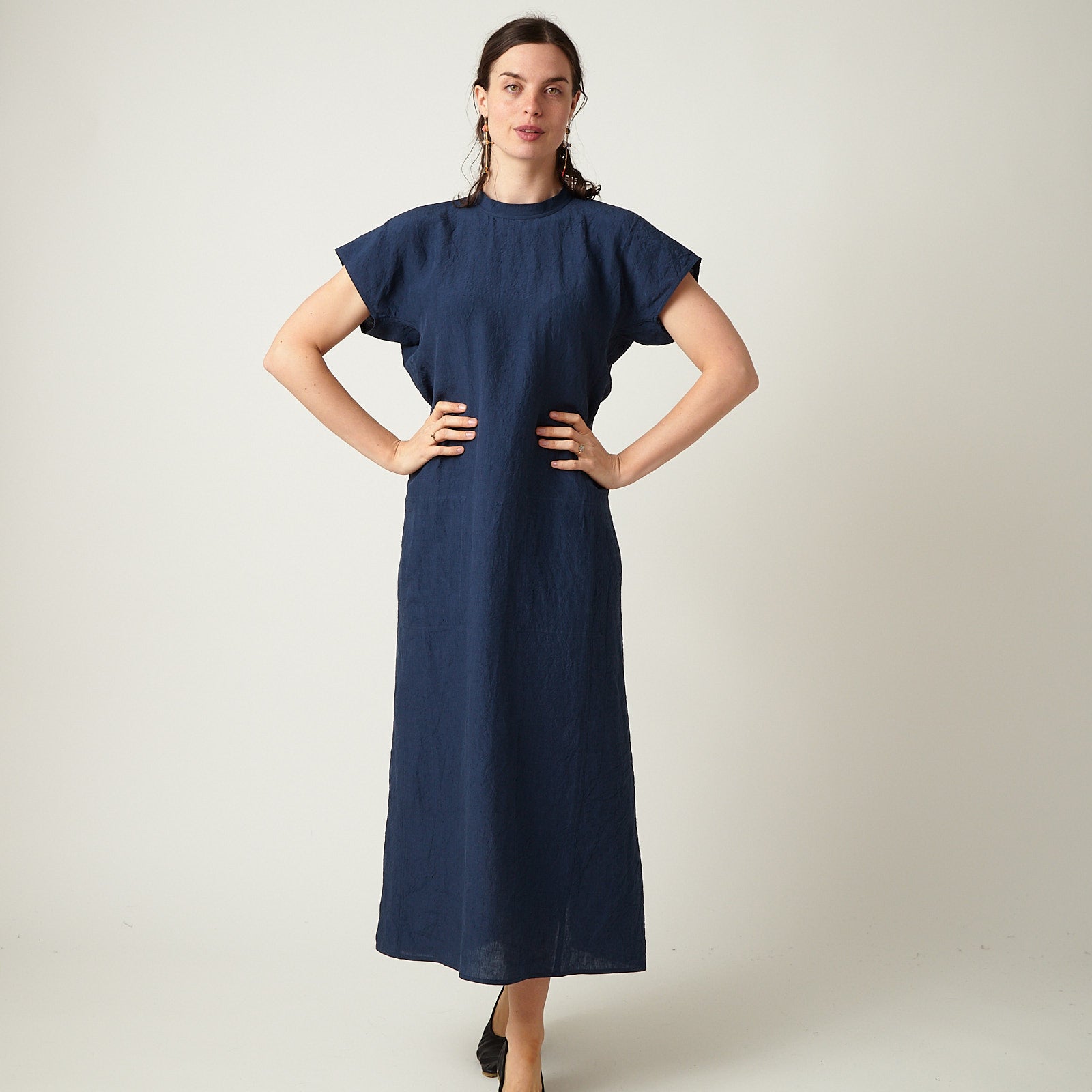ワンピース SOFIE D D'HOORE LONG DRESS WITH POCKETS AND SHORT SLEEVES Sofie D'Hoore Delphi Dress – Atlantic Nantucket