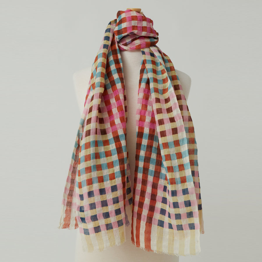 Epice Check Scarf in Linen and Cotton