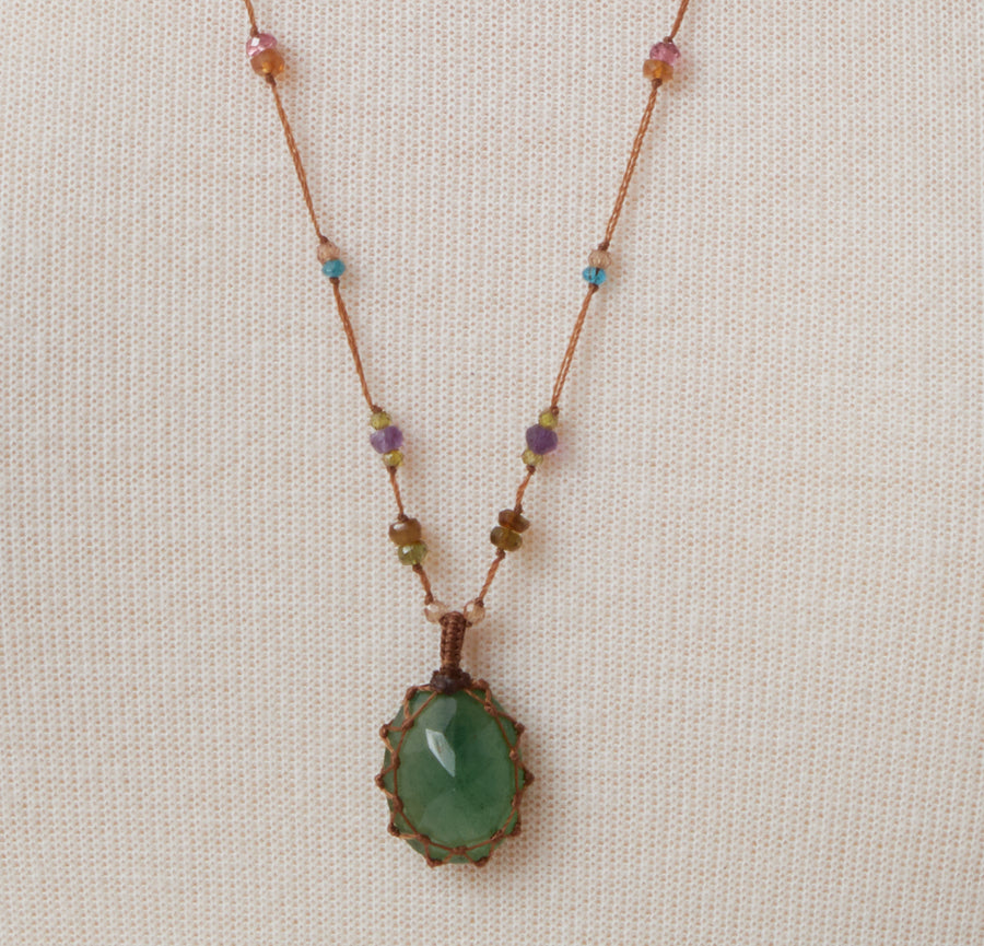 Long Necklace with Green Quartz