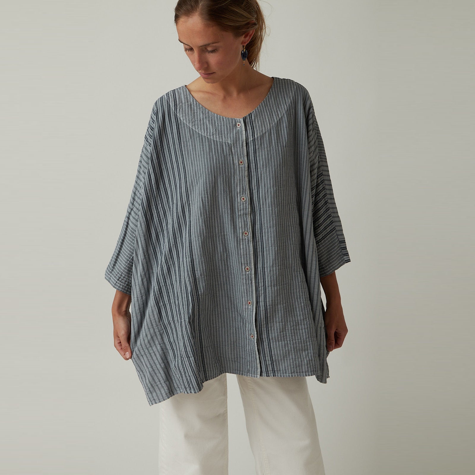 Hannoh + Caroline Shirt Light Blue Stripe Sale – Atlantic Nantucket