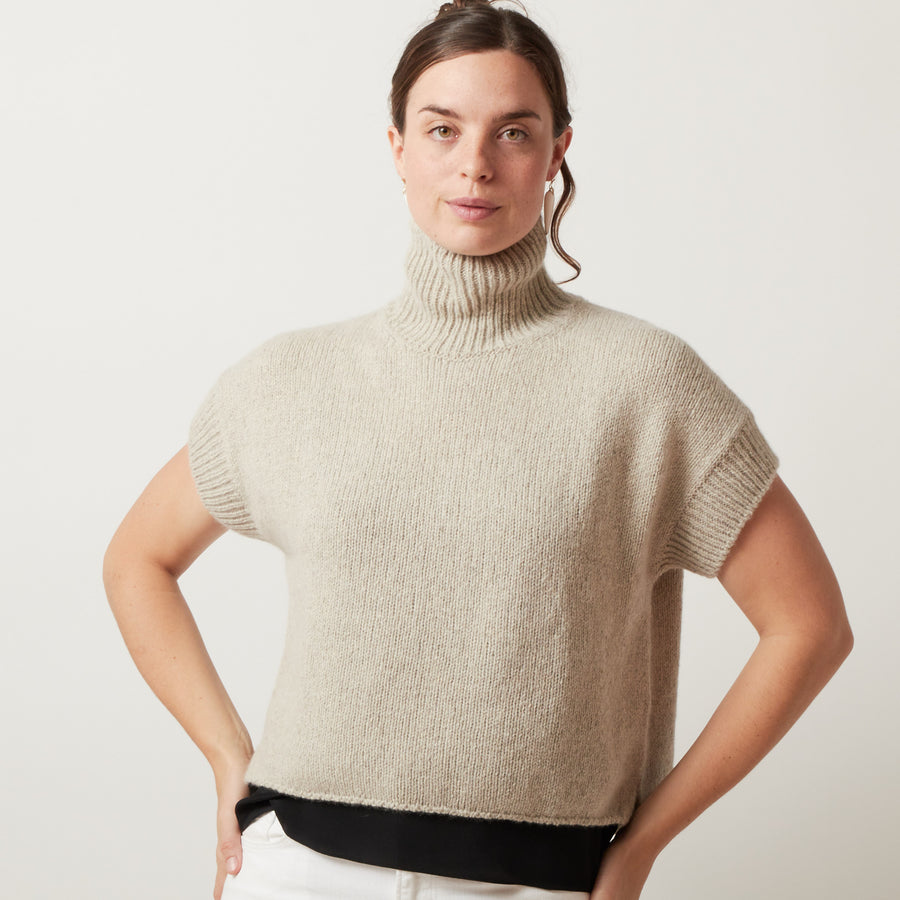 Evam Eva Cashmere/Sable Short Sleeved Pullover