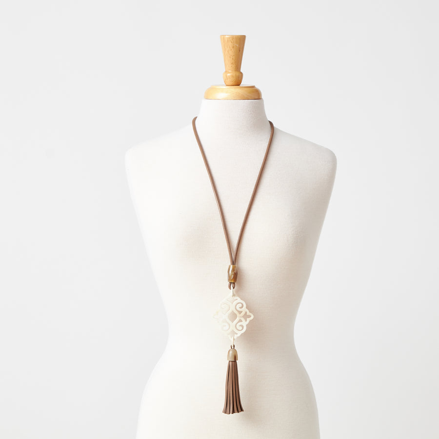 Aya Natural Horn Necklace with Tassel