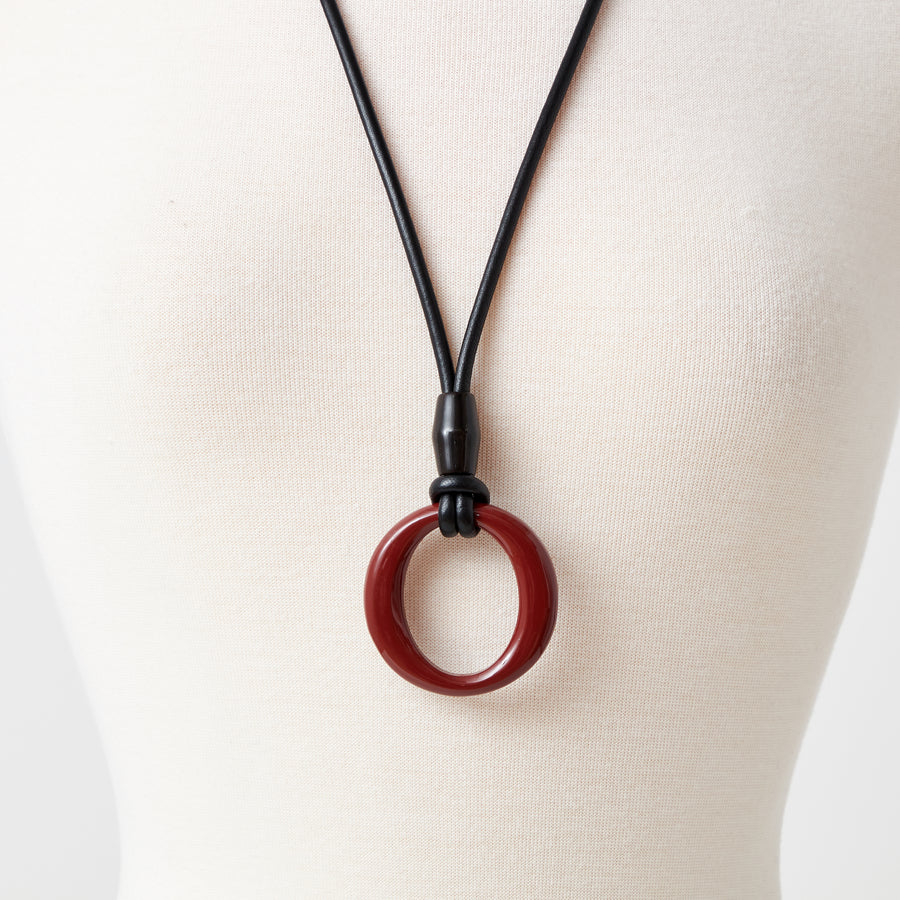 Lacquered Oxblood Horn O-Ring Necklace