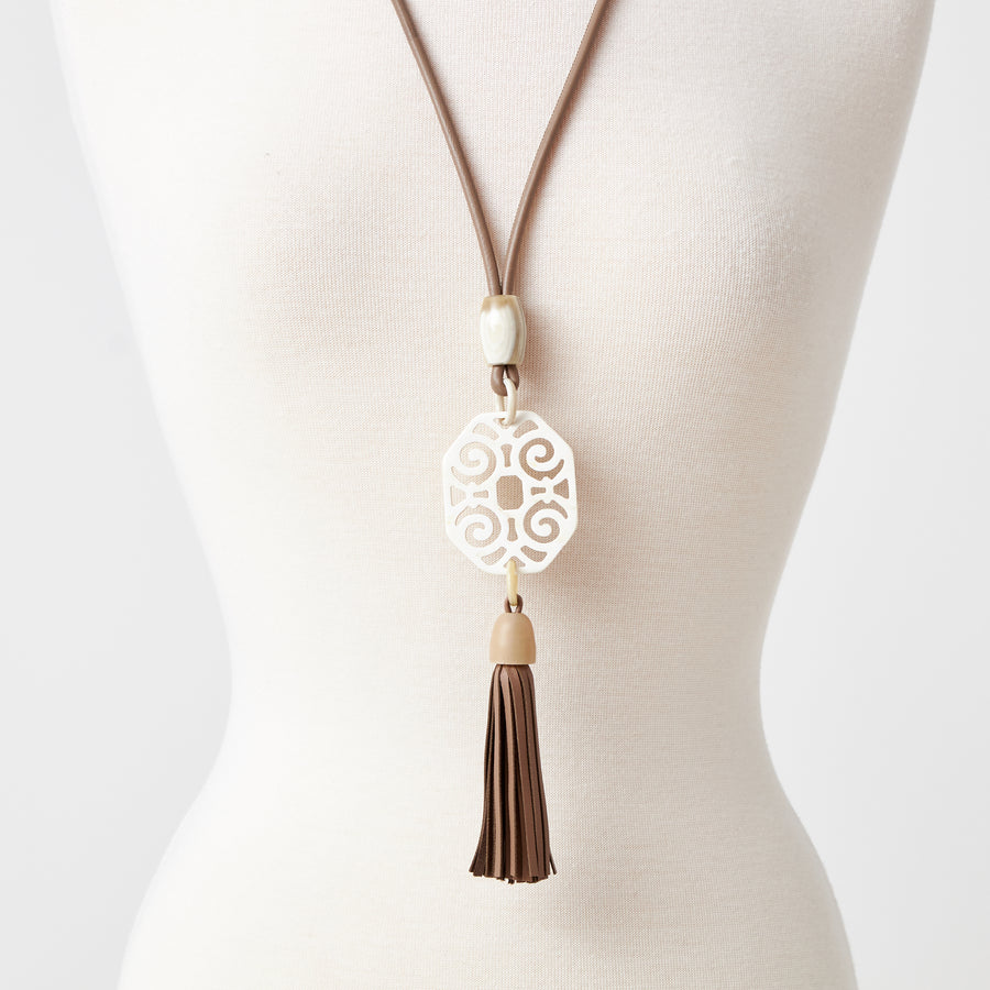 Deco Natural Horn Necklace with Long Tassel