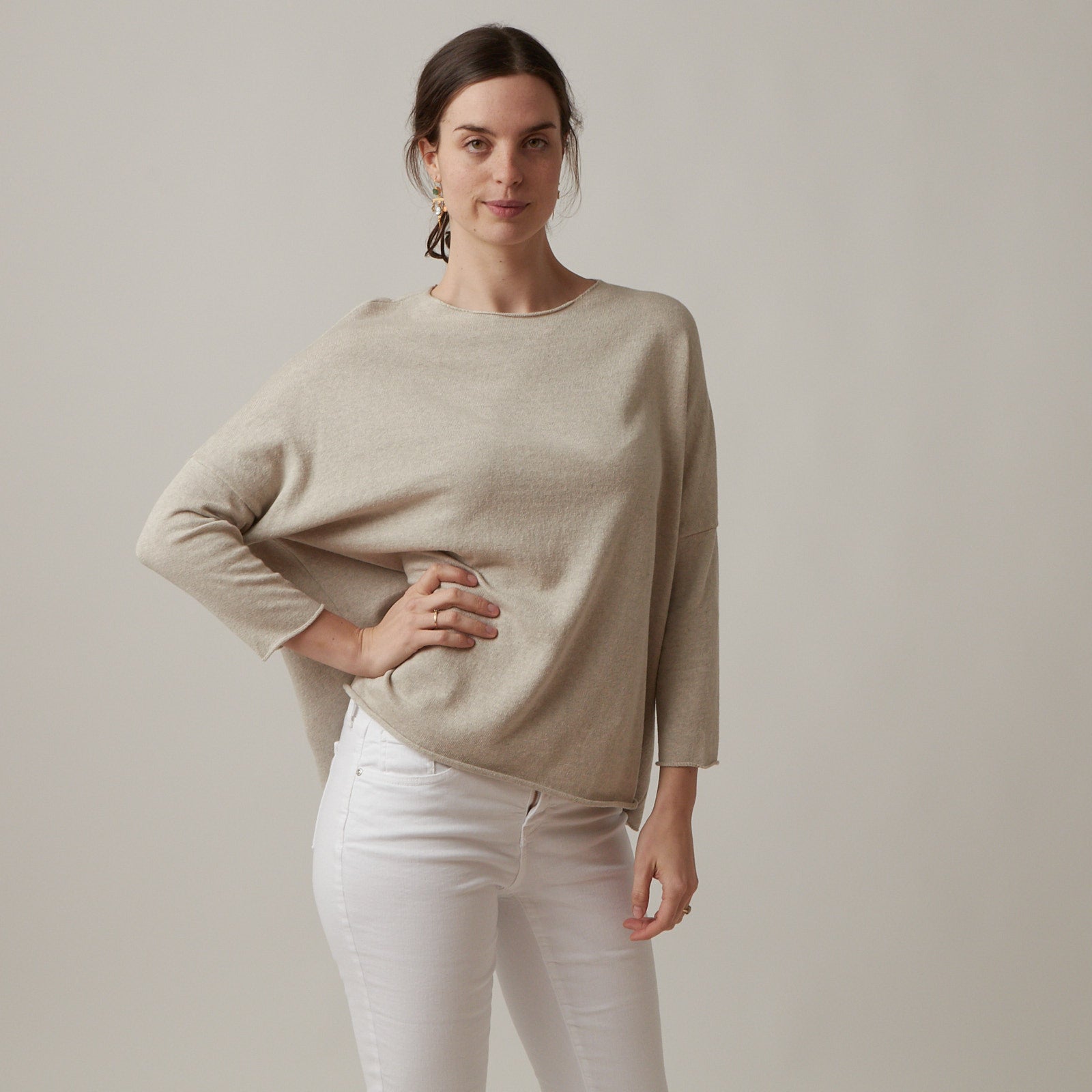Evam Eva Cashmere Beige Pullover Shirt Top Sweater Women's Size 2