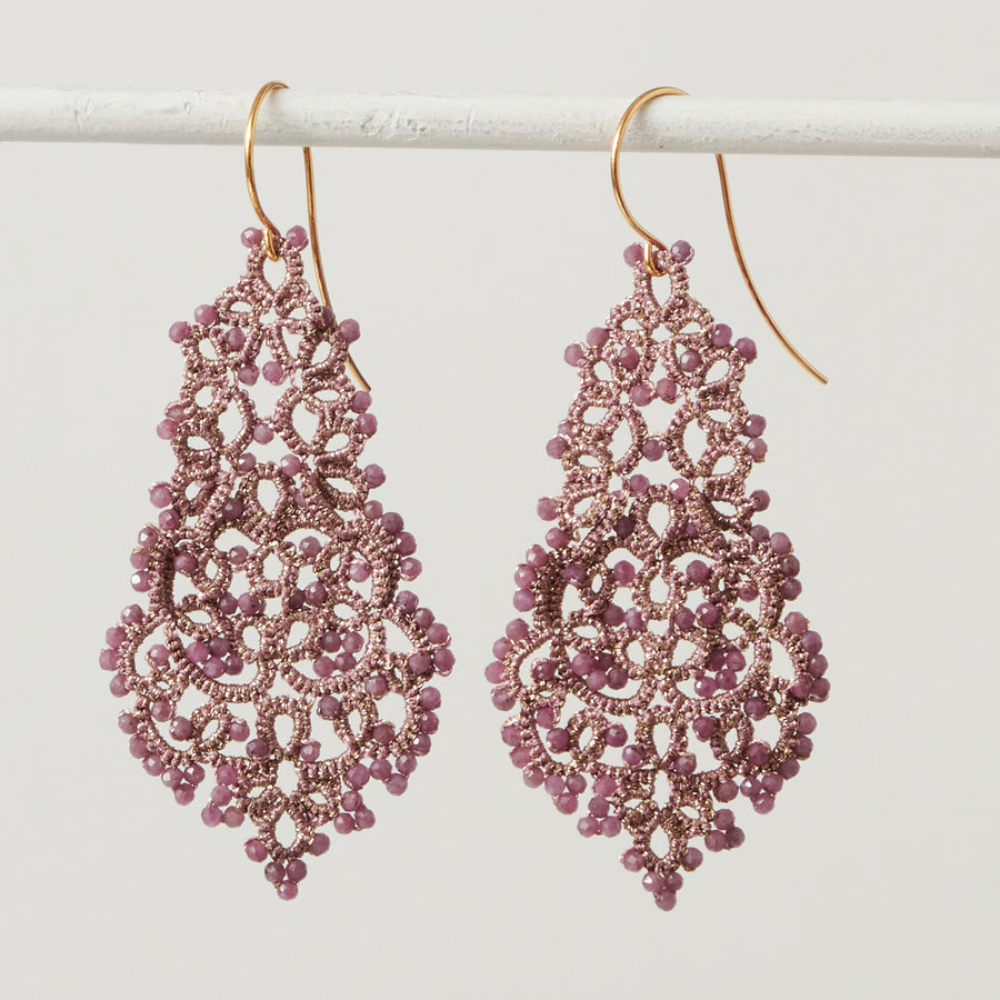 Pink Tourmaline Lace Earrings