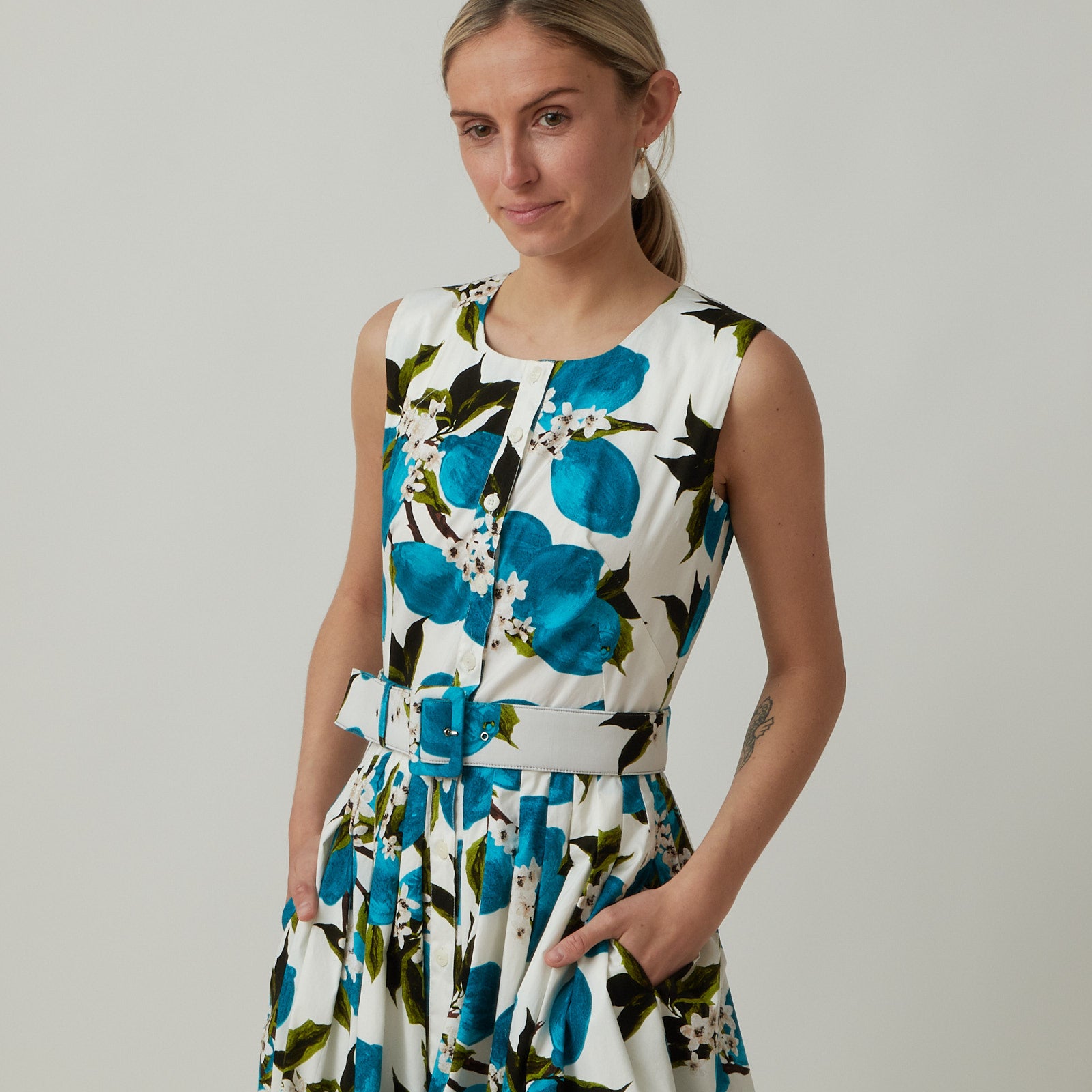 ワンピース SAMANTHA SUNG SS25 Dresses (RACHEL CACTUS WHITE AQUA) Samantha Sung Casual and day dresses for Women | Online Sale