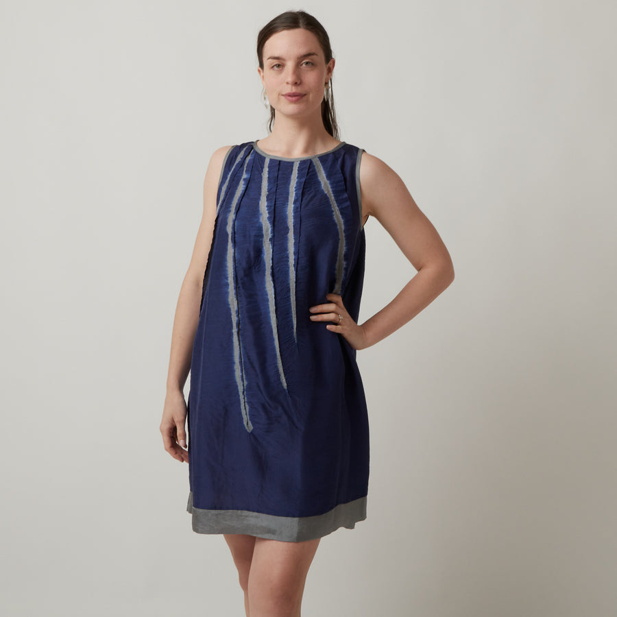 Viviana Uchitel Navy Silk Swing Dress