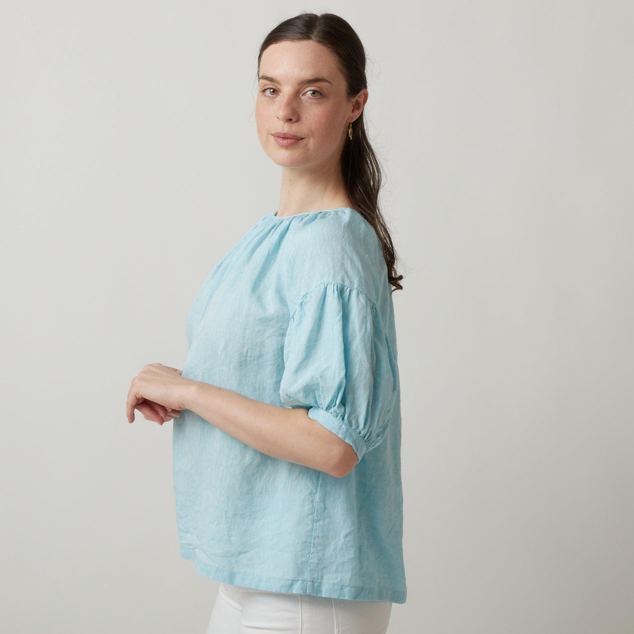 Bergfabel Balloon Top in Aqua Linen