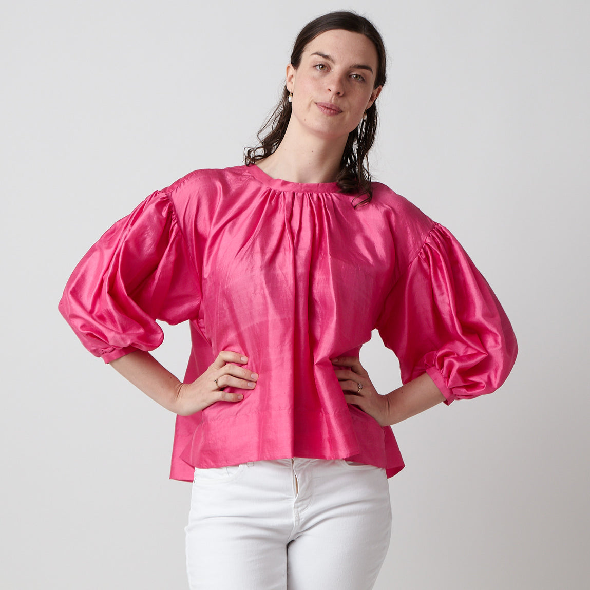 トップス BUNON Silk Back button blouse & gilet Silk Back button blouse&gilet（2color） - poooL (online shop)
