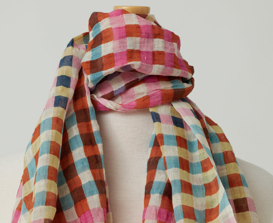 Epice Check Scarf in Linen and Cotton