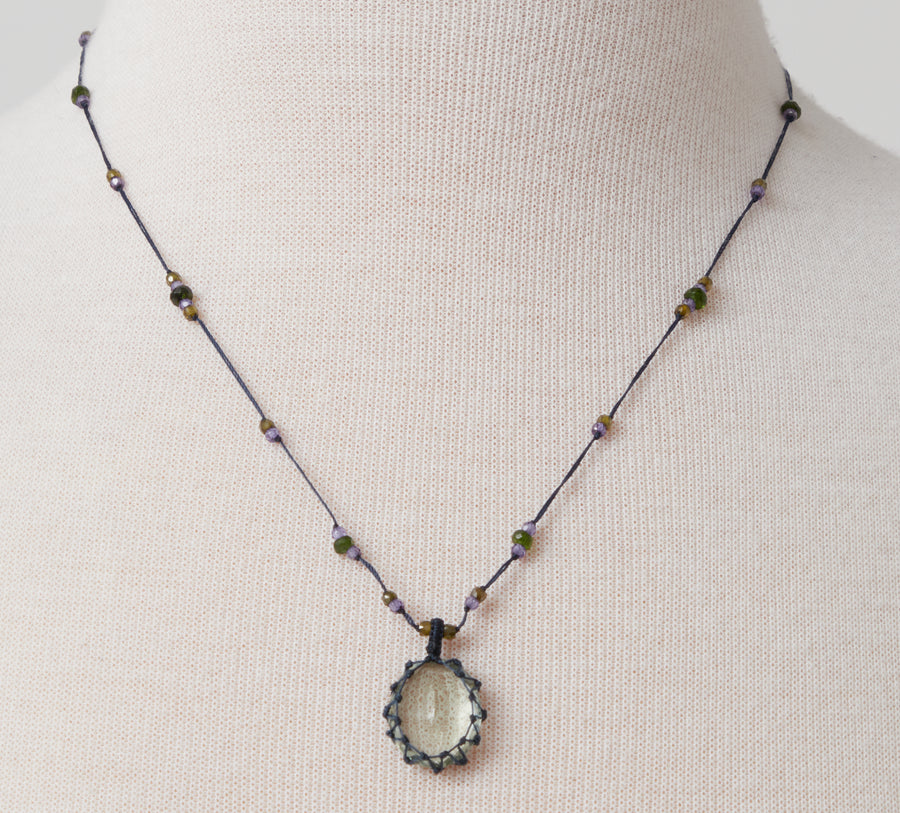 Short Necklace with Green Amethyst