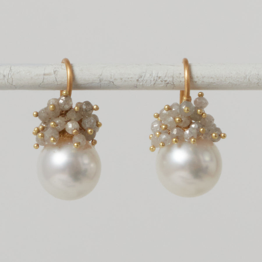 Julia Parish 18k South Sea Pearl and Diamond Earrings