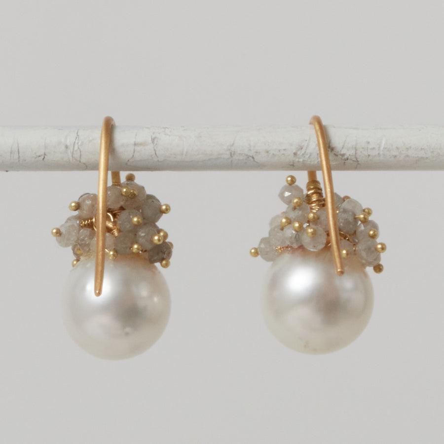 Julia Parish 18k South Sea Pearl and Diamond Earrings