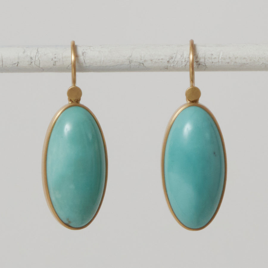 Lola Brooks 18k Small Turquoise Oval Earrings