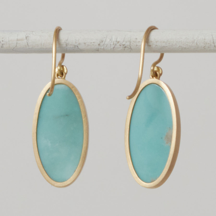 Lola Brooks 18k Small Turquoise Oval Earrings