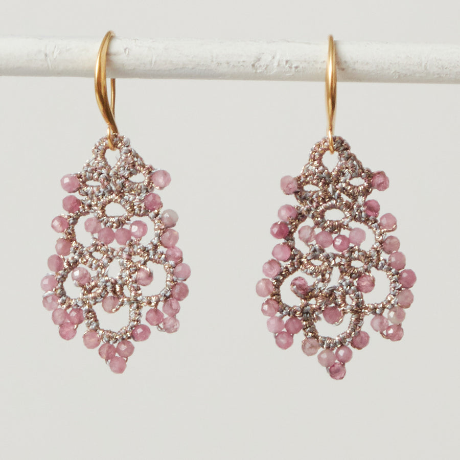 Pink Tourmaline Lace Earrings